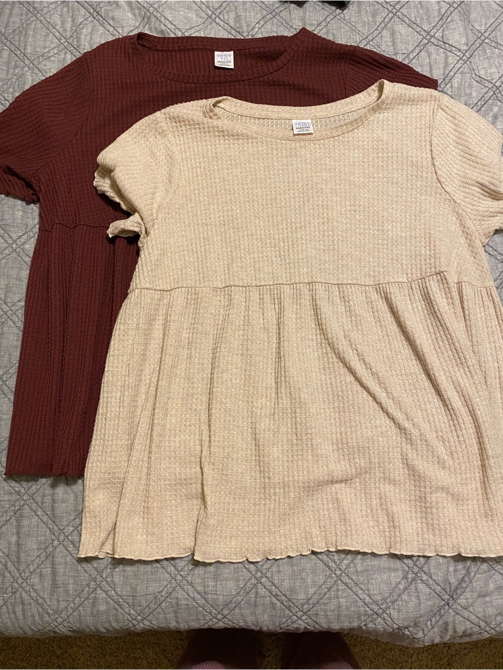 Maternity Tops - 2 size large maroon and cream tops